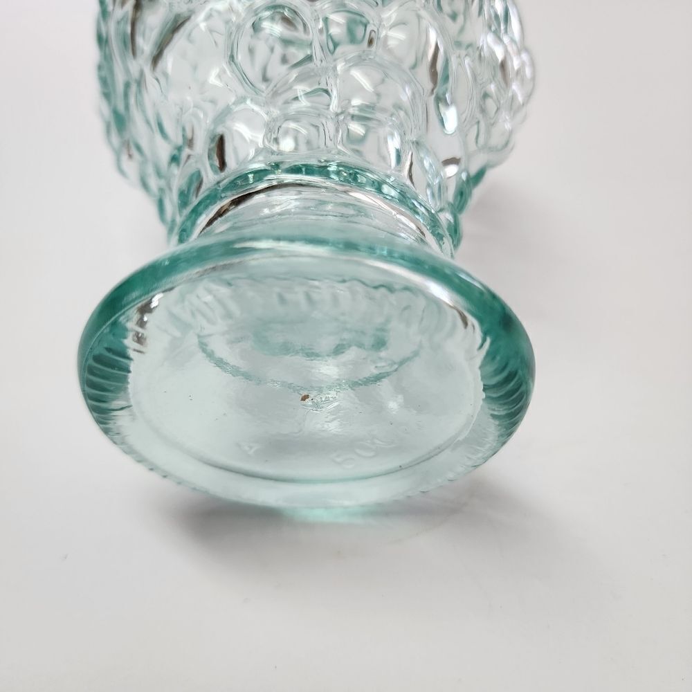 Vintage Italian Vetreria Etrusca Green Tinted Decanter Glass Bubble Grapes X 2 - Picture 8 of 9